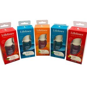 Lifelines Essential Oils Aromatherapy 5 Pack Various Energy, Focus, Calm - New